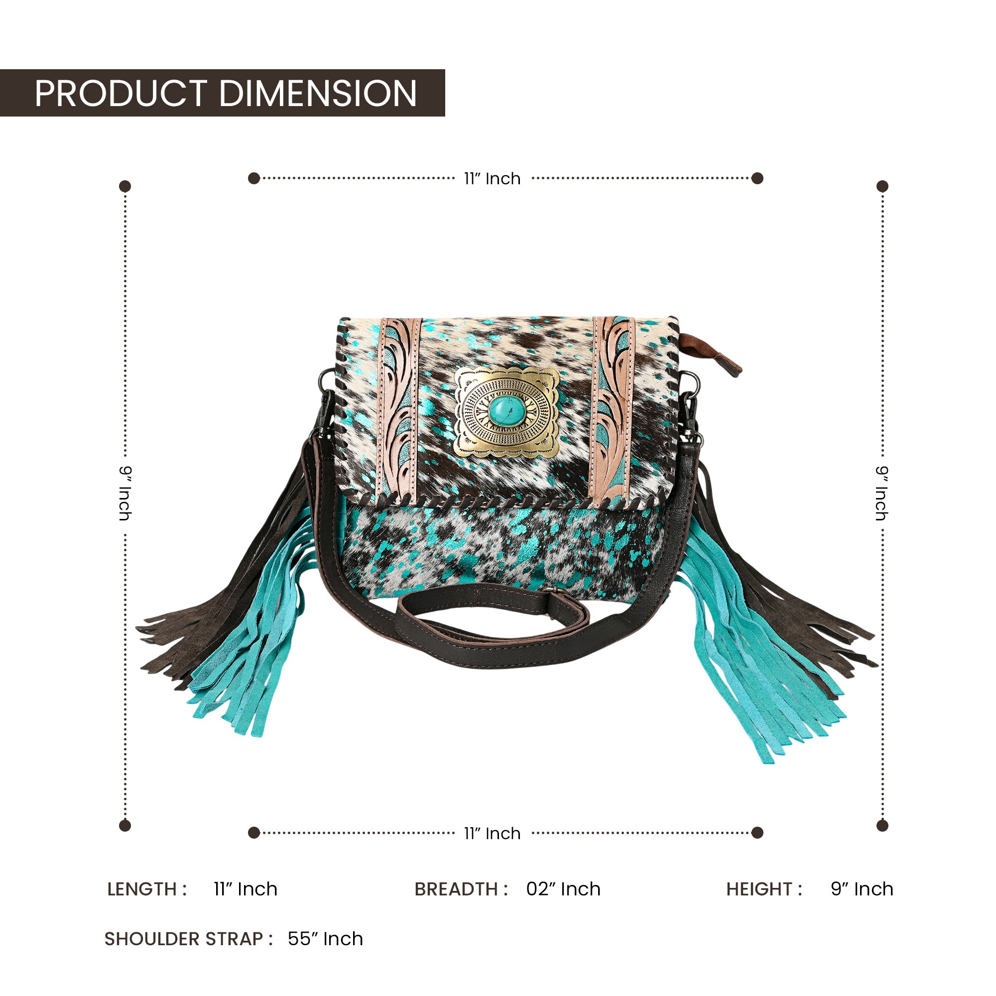 Sansa Turquoise Concho Cowhide Crossbody Bag
