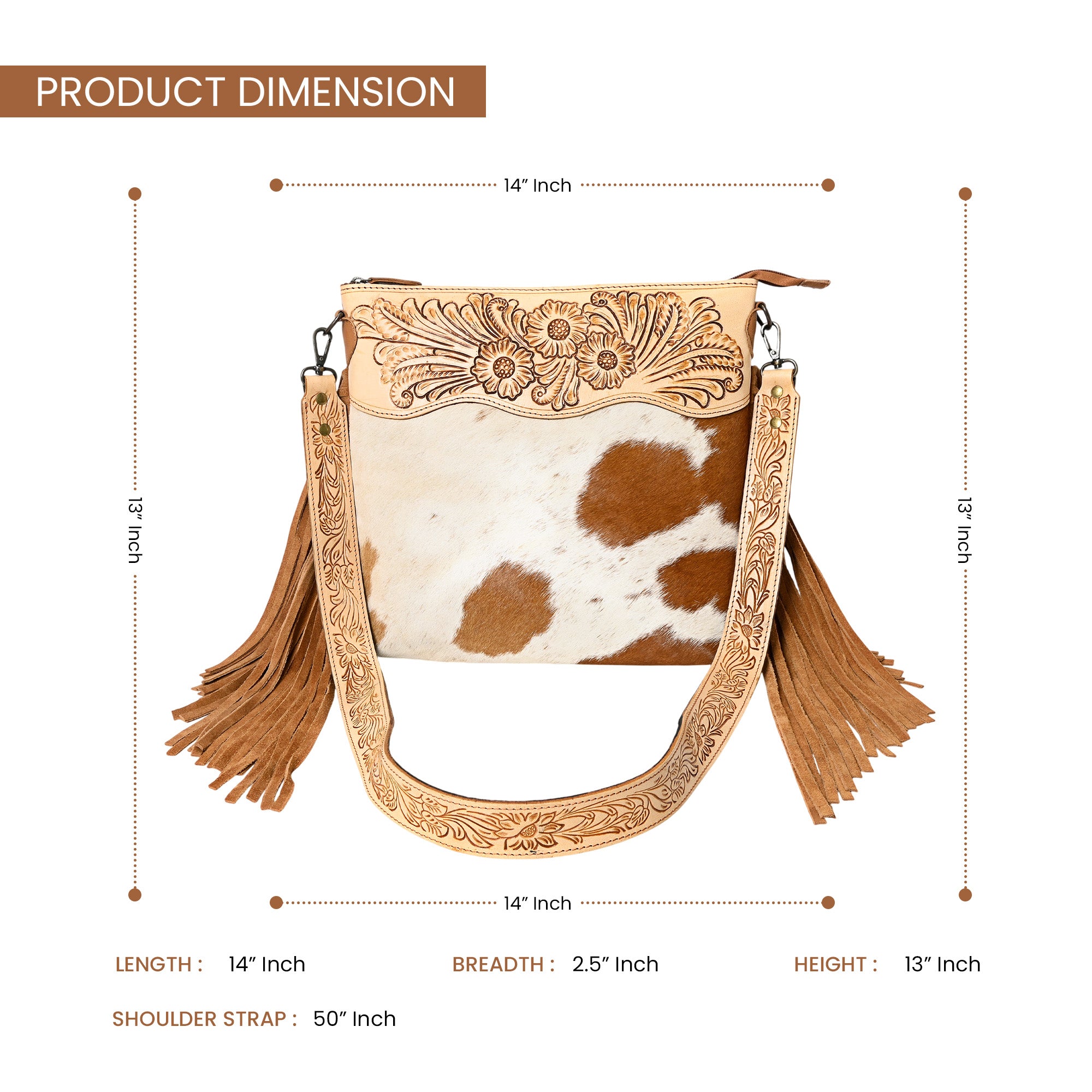 Crimson Handtooled Cowhide Shoulder Bag