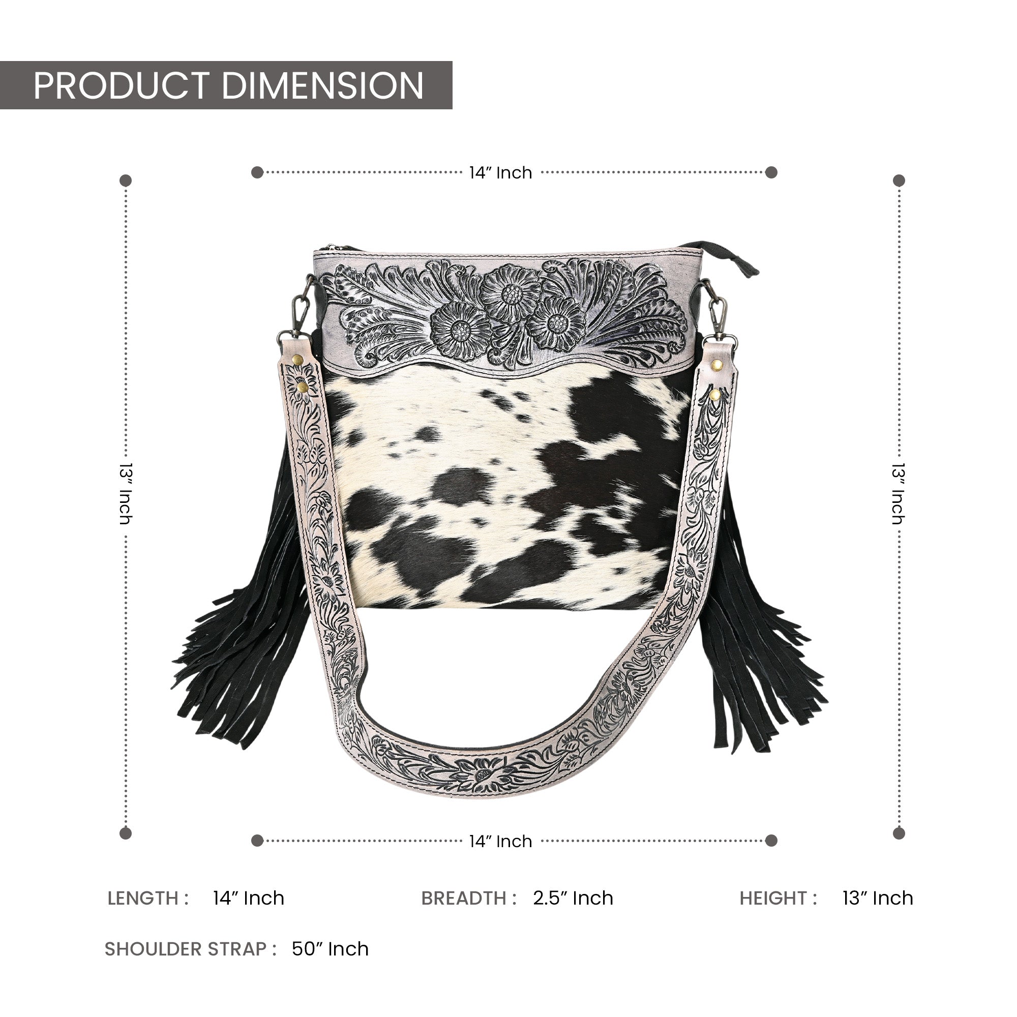 Crimson Handtooled Cowhide Shoulder Bag