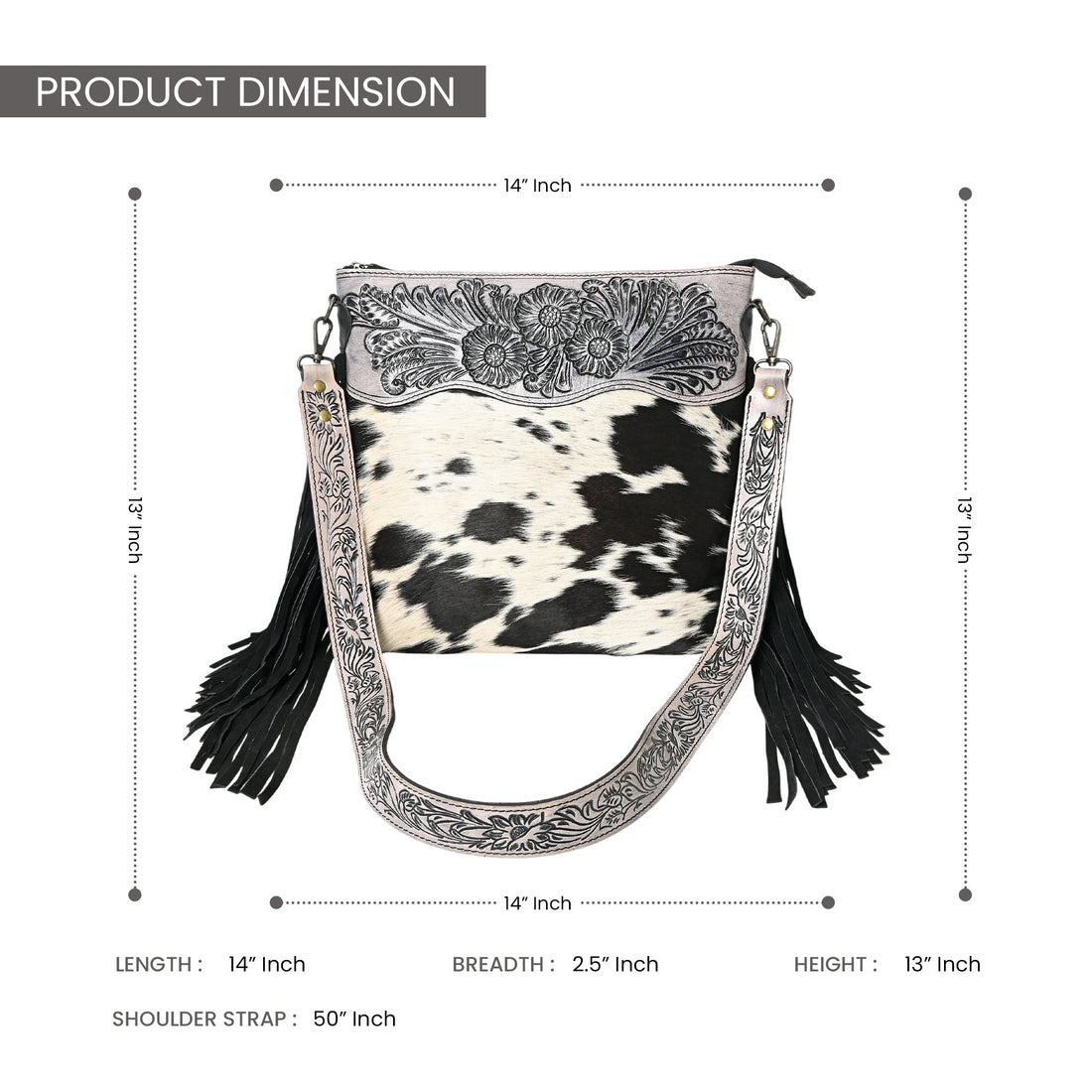 Crimson Handtooled Cowhide Shoulder Bag