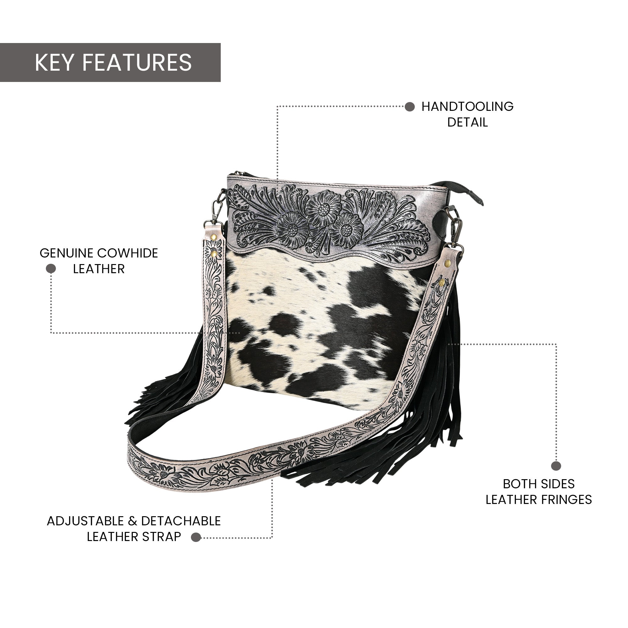 Crimson Handtooled Cowhide Shoulder Bag