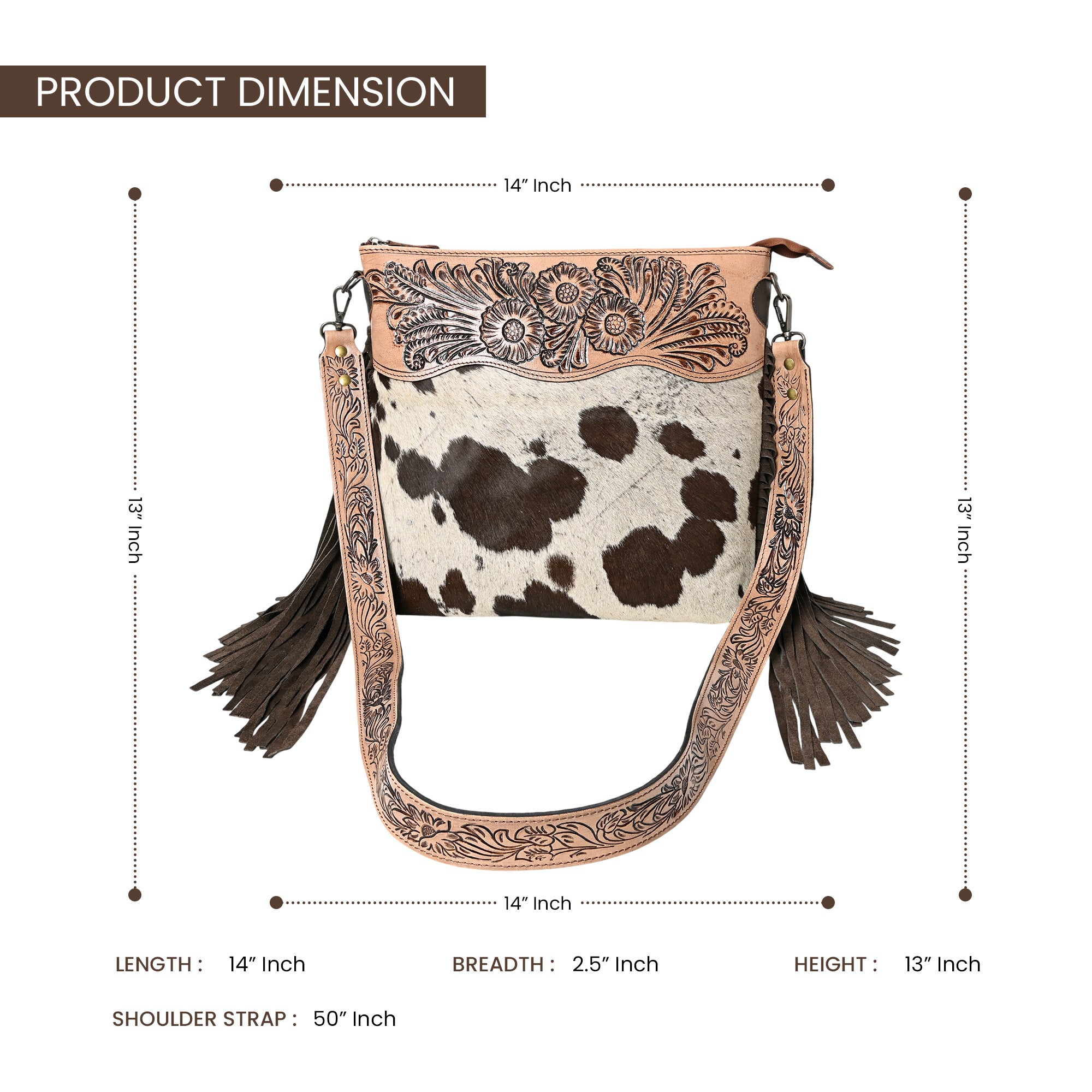 Crimson Handtooled Cowhide Shoulder Bag