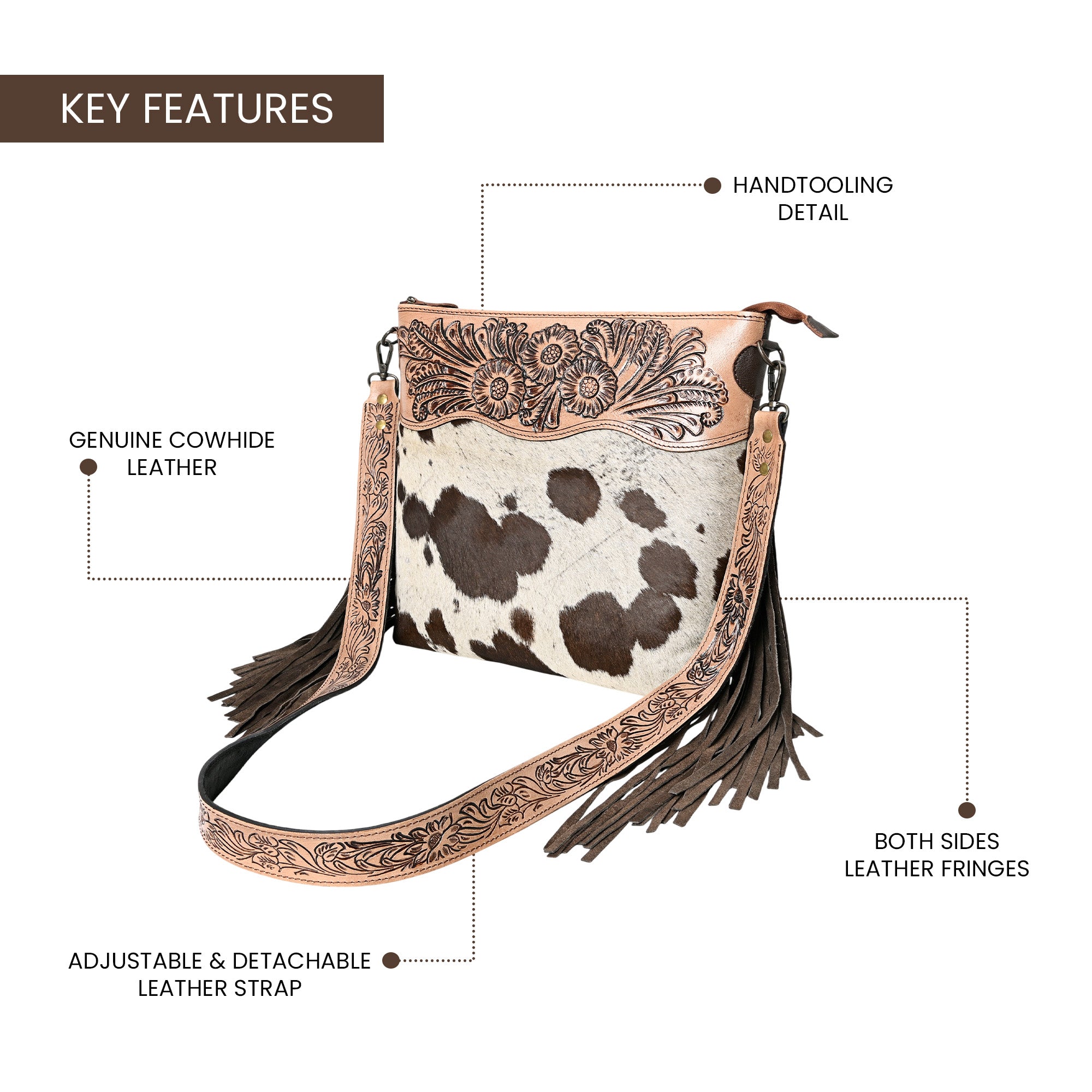 Crimson Handtooled Cowhide Shoulder Bag