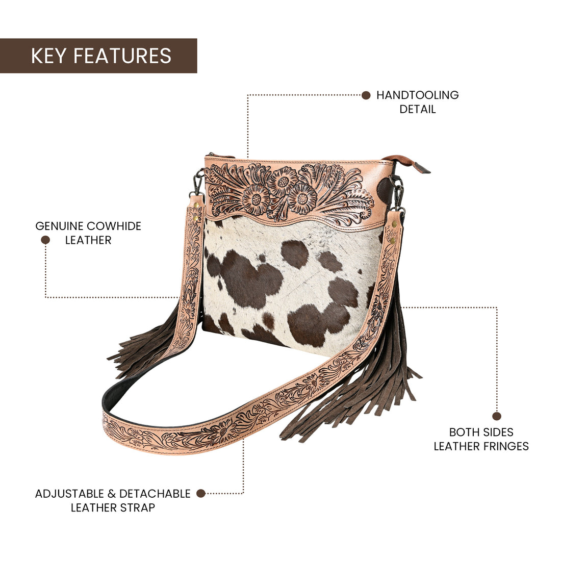 Crimson Handtooled Cowhide Shoulder Bag