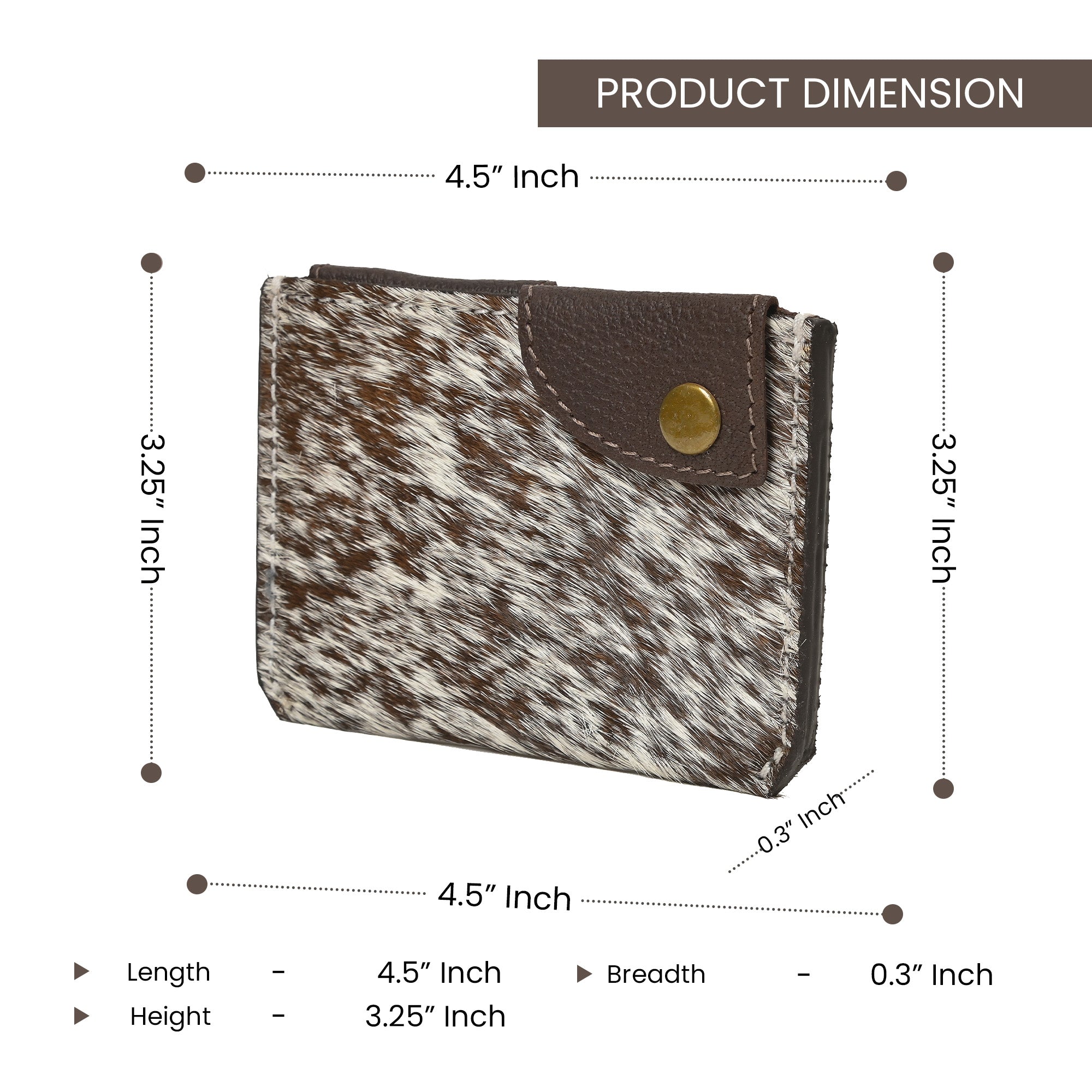 Western Cowhide Leather Snap Cardholder – Slim Hair-On Wallet with Button Closure