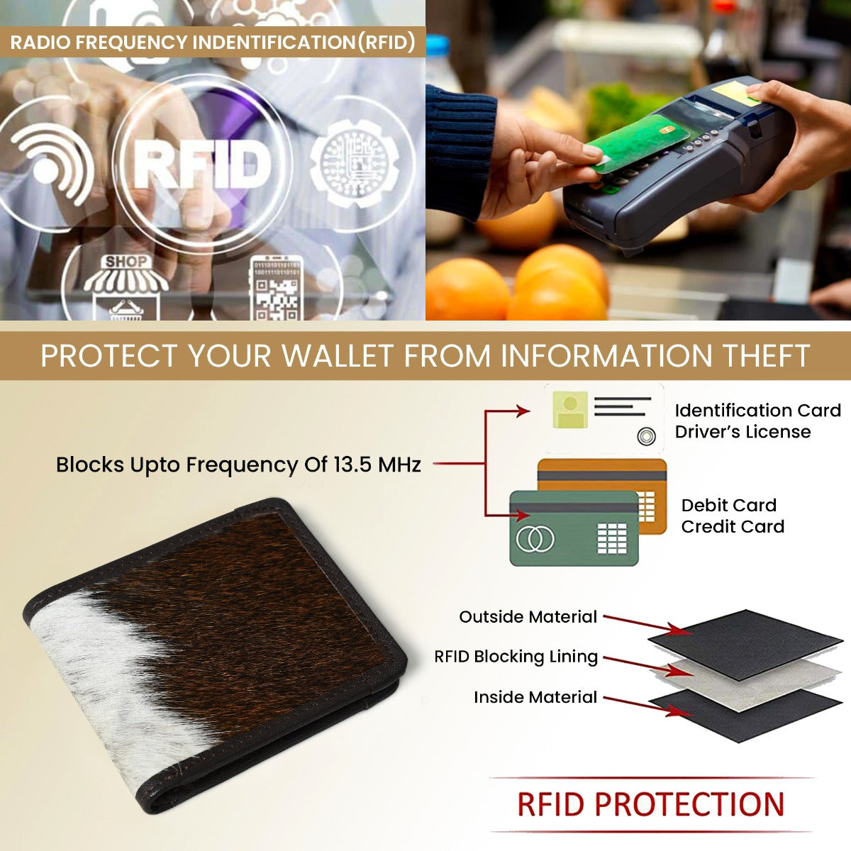 Twofold Cowhide Mens Wallet Brown