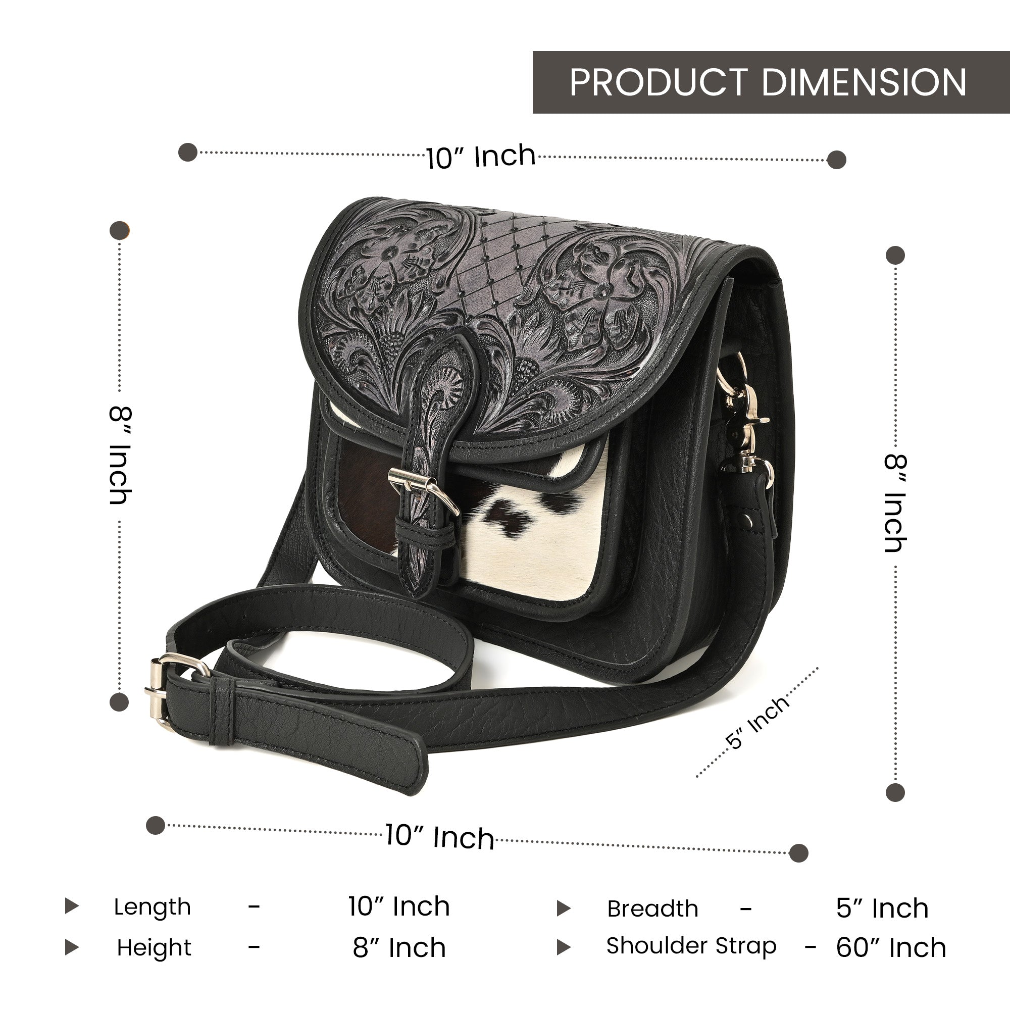 Rustic Raven Crossbody – Western Cowhide Leather Bag