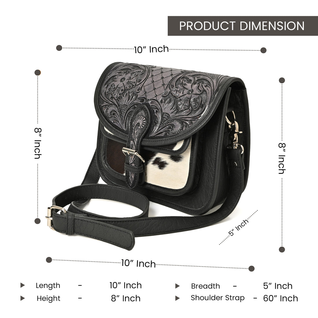 Rustic Raven Crossbody – Western Cowhide Leather Bag