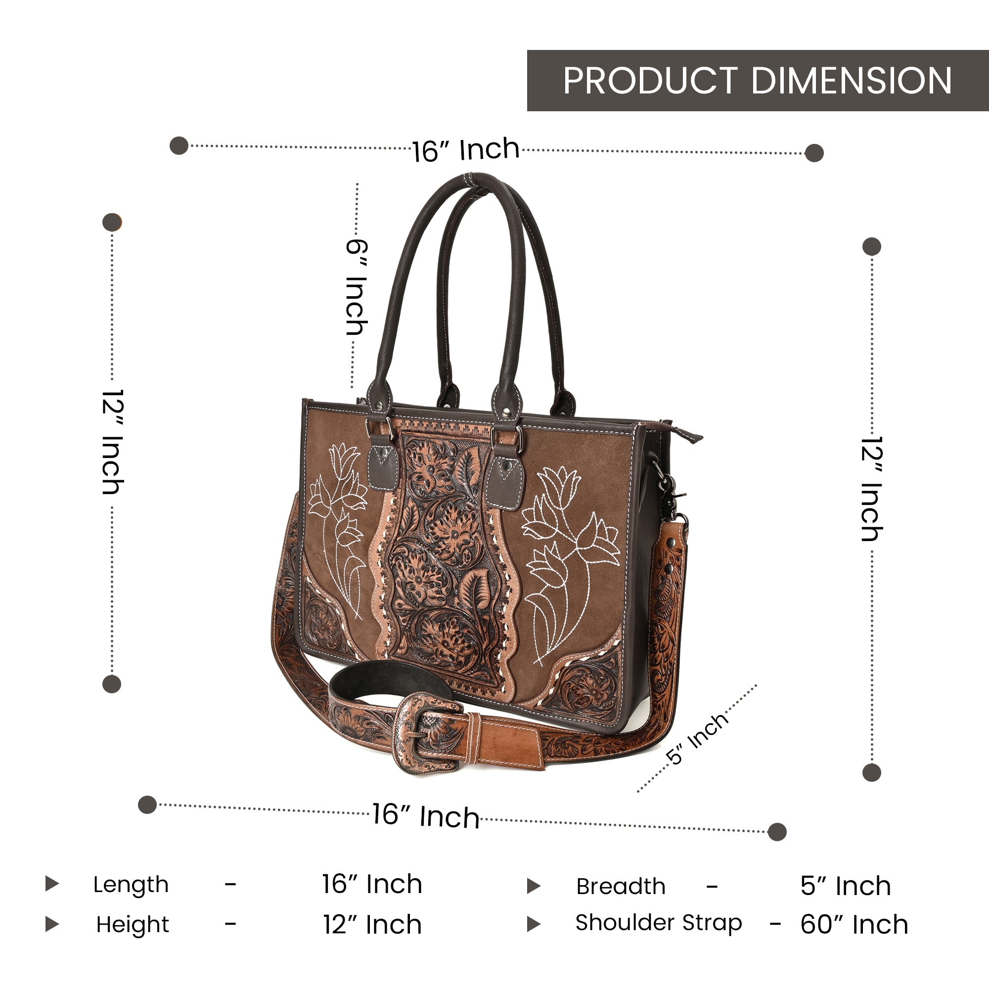 Western Rose Handcrafted Stitch Tote – Western Leather Tote