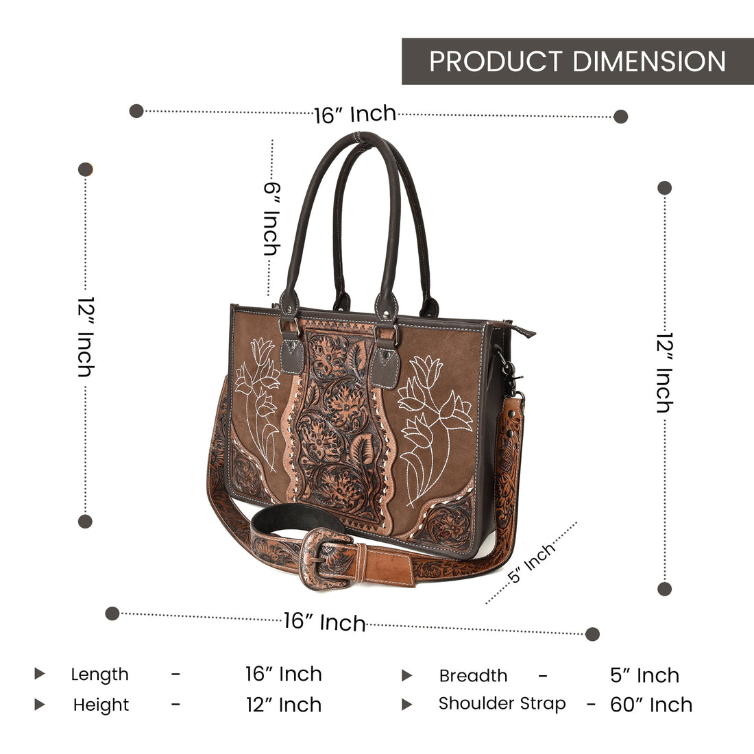 Western Rose Handcrafted Stitch Tote – Western Leather Tote