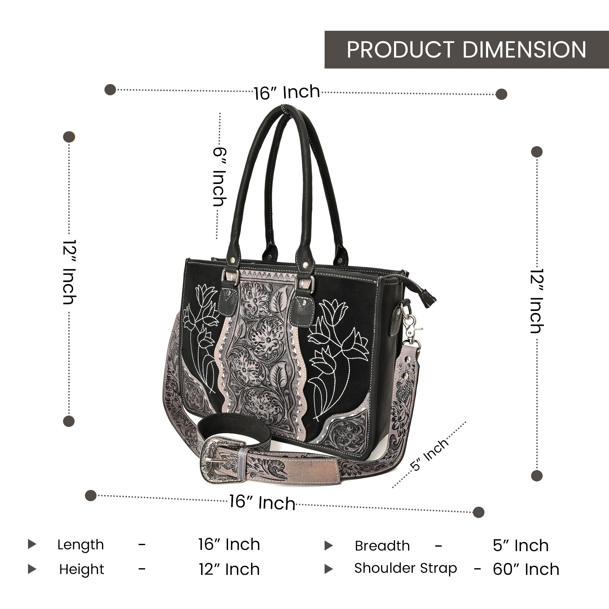 Western Rose Handcrafted Stitch Tote – Western Leather Tote