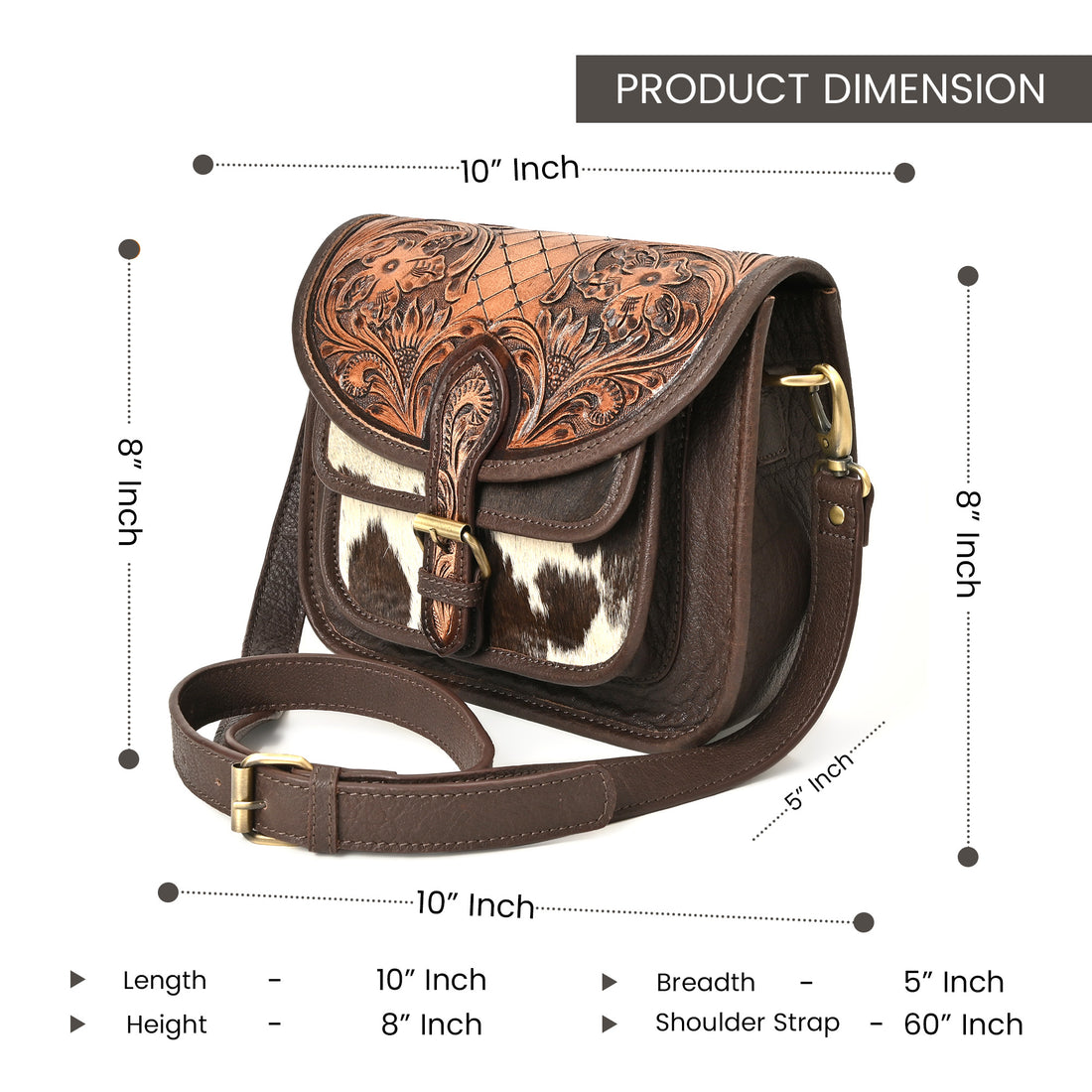 Rustic Raven Crossbody – Western Cowhide Leather Bag