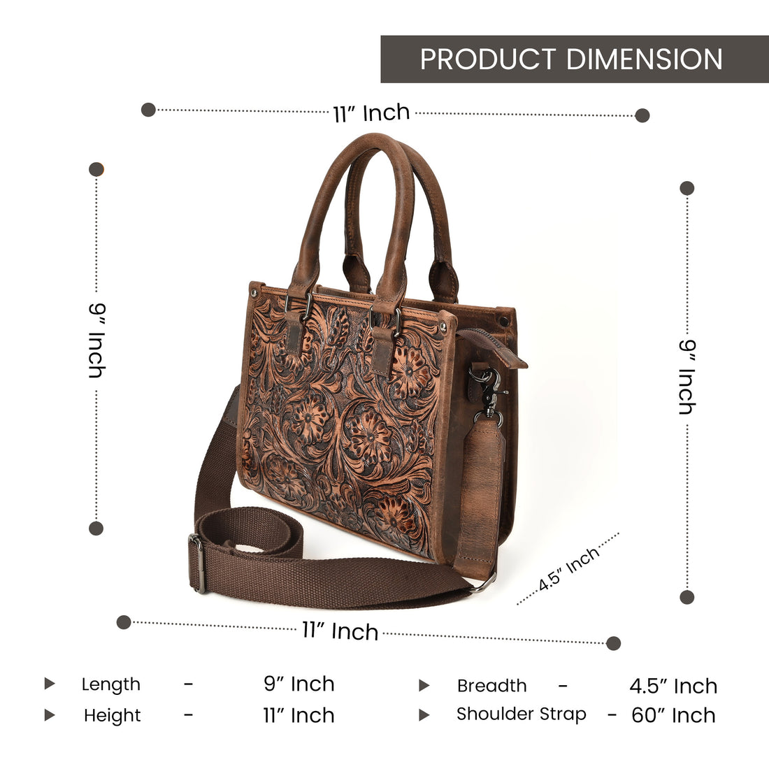 Hand Crafted Floral Tooled Bag – Western Leather Handbag