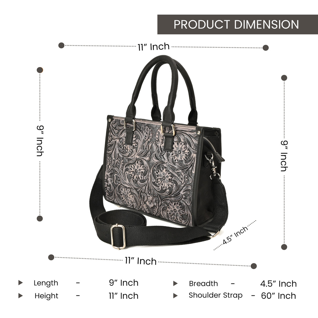 Hand Crafted Floral Tooled Bag – Western Leather Handbag