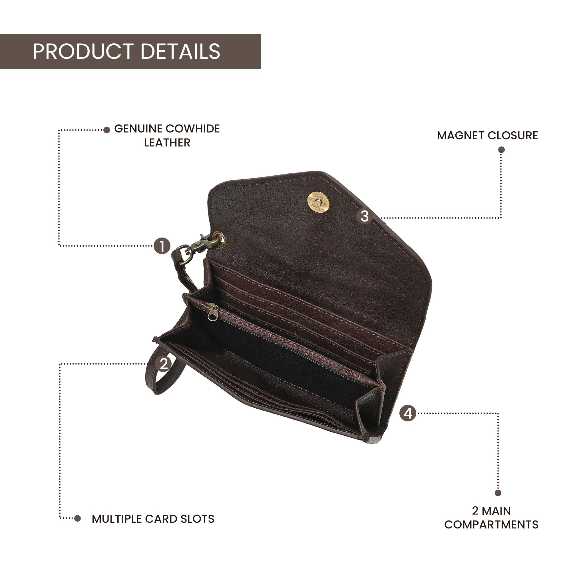 Cowgirl Tooled Leather Wristlet Wallet – Western Cowhide Clutch with Strap