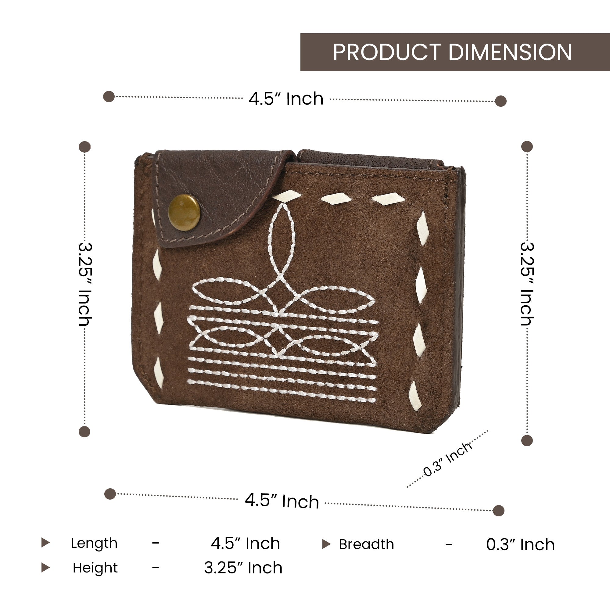 Boot Stitch Leather Snap Cardholder – Western Style Slim Wallet with Button Closure