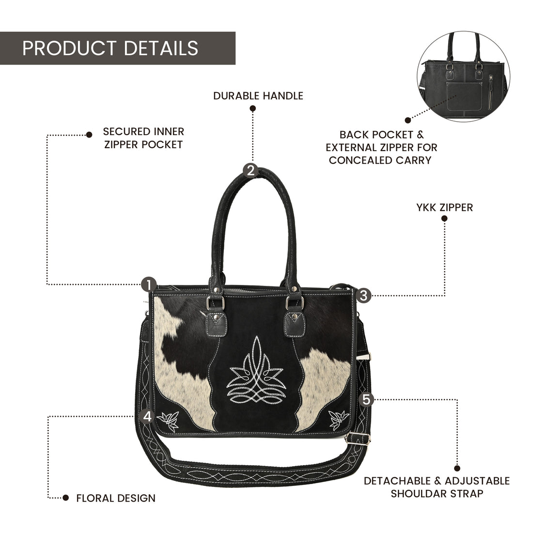 Wildflower Ranch Cowhide Tote – Western Cowhide Leather Tote