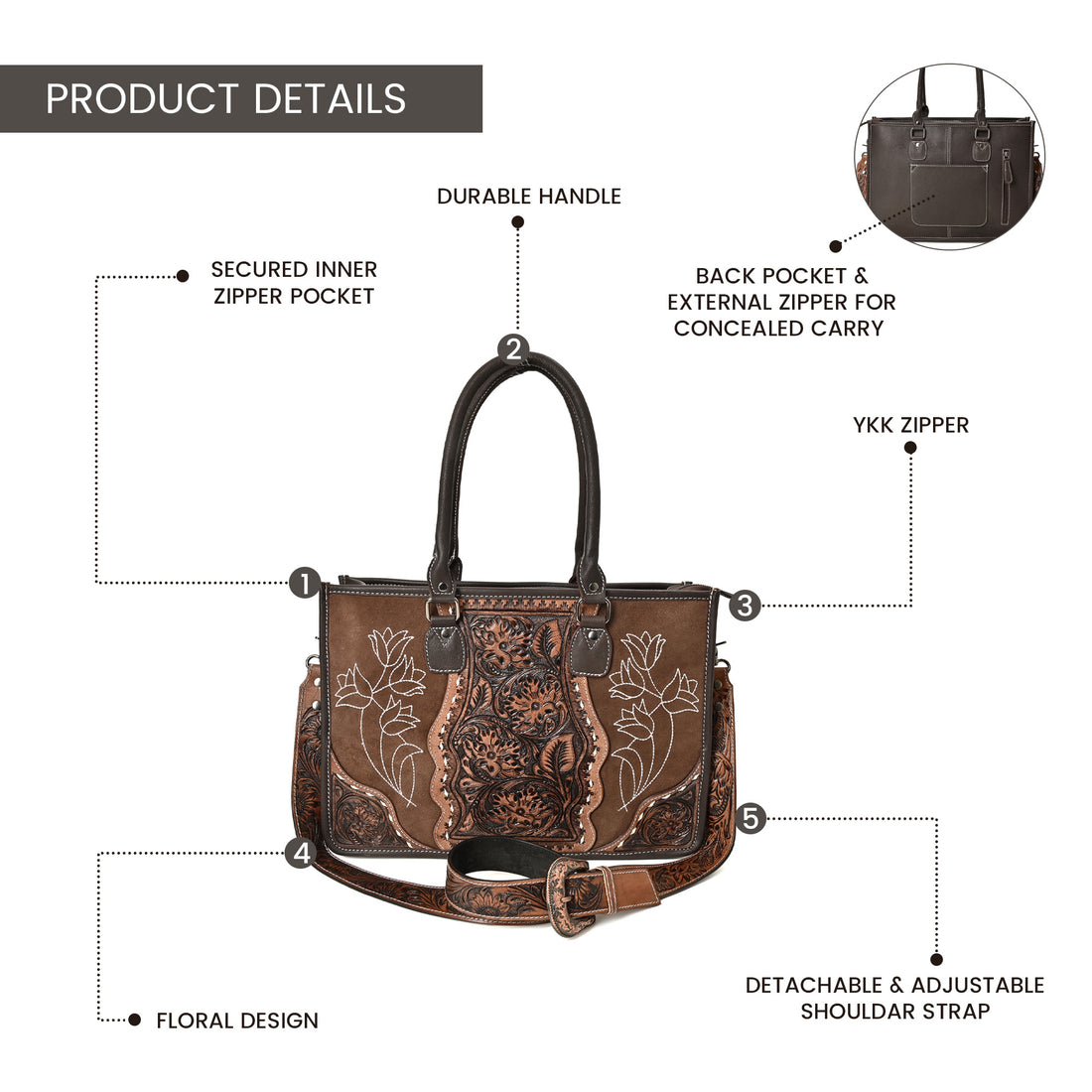 Western Rose Handcrafted Stitch Tote – Western Leather Tote