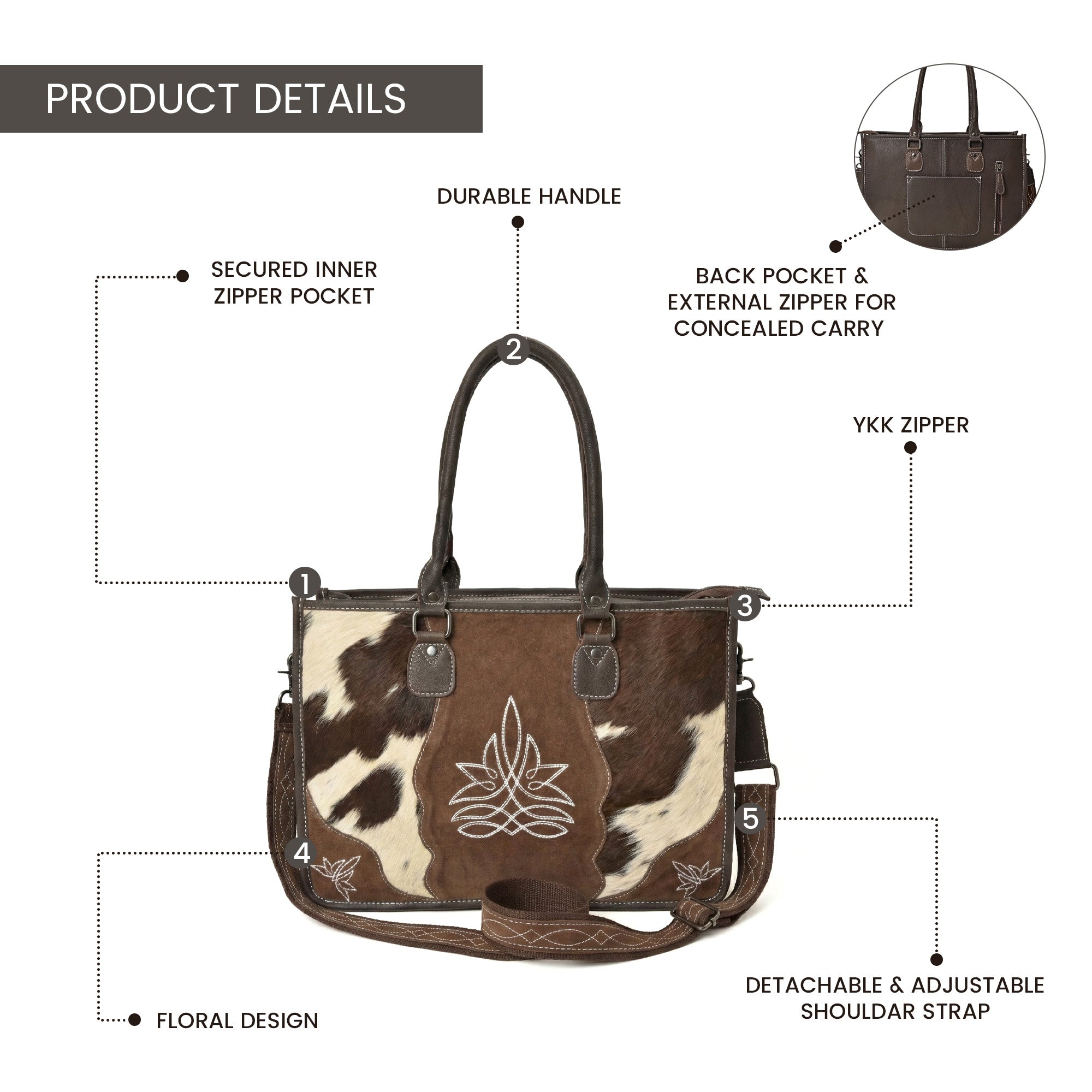 Wildflower Ranch Cowhide Tote – Western Cowhide Leather Tote