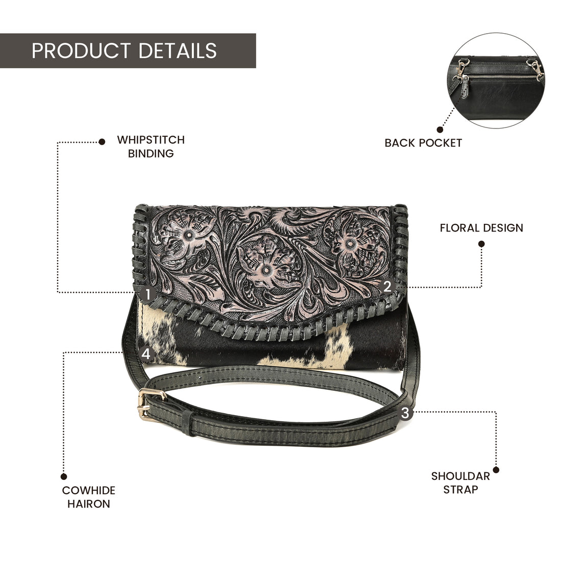 Wildflower Tooled Clutch – Western Leather Statement Bag