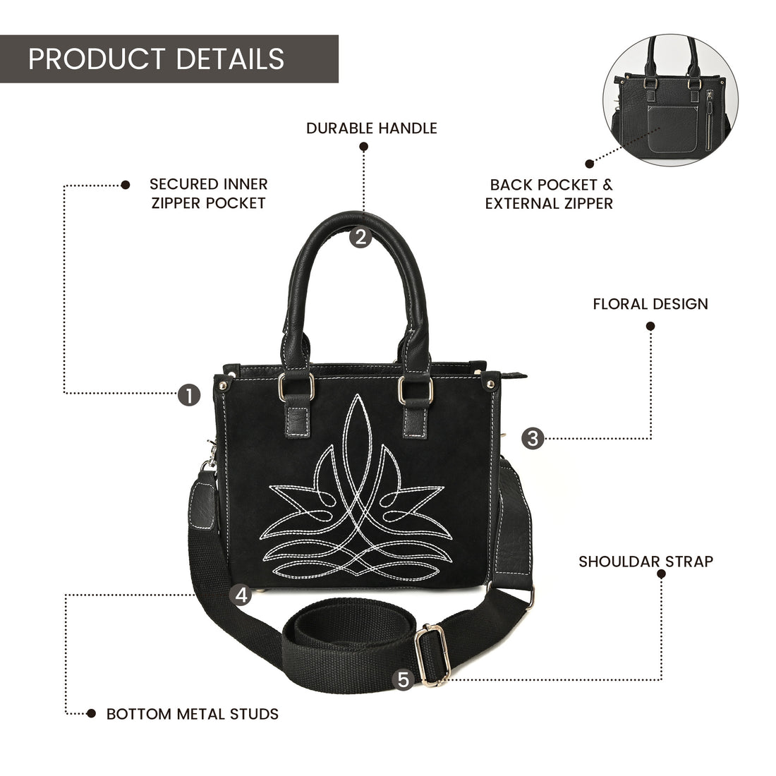 Canyon Bloom Handbag – Western Floral Leather Handbag