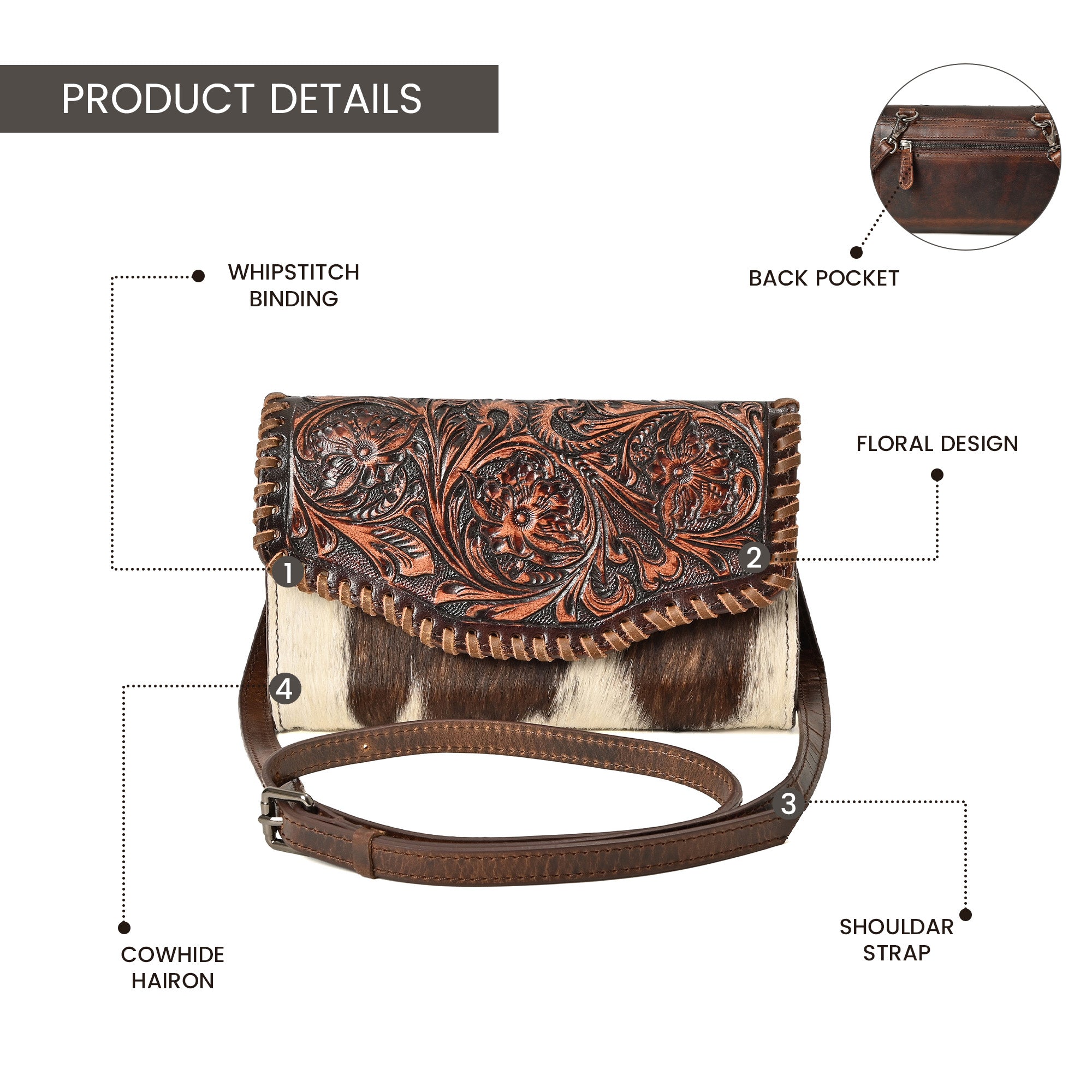 Wildflower Tooled Clutch – Western Leather Statement Bag