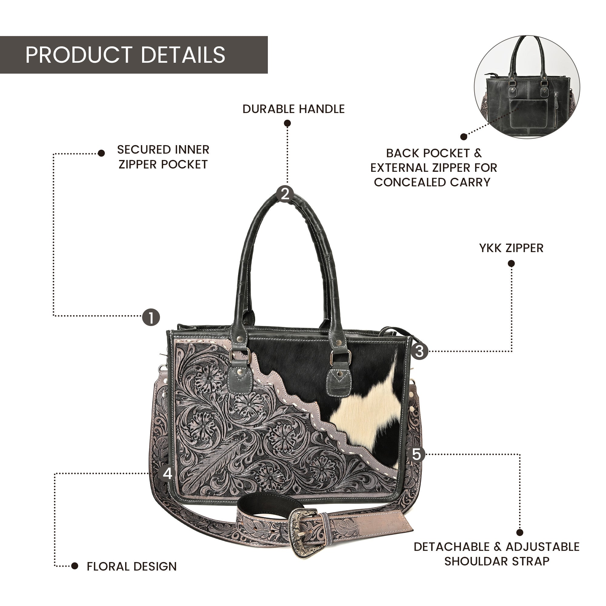 Western Bloom Cowhide Tote Bag – Western Leather Tote