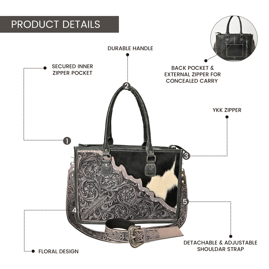 Western Bloom Cowhide Tote Bag – Western Leather Tote