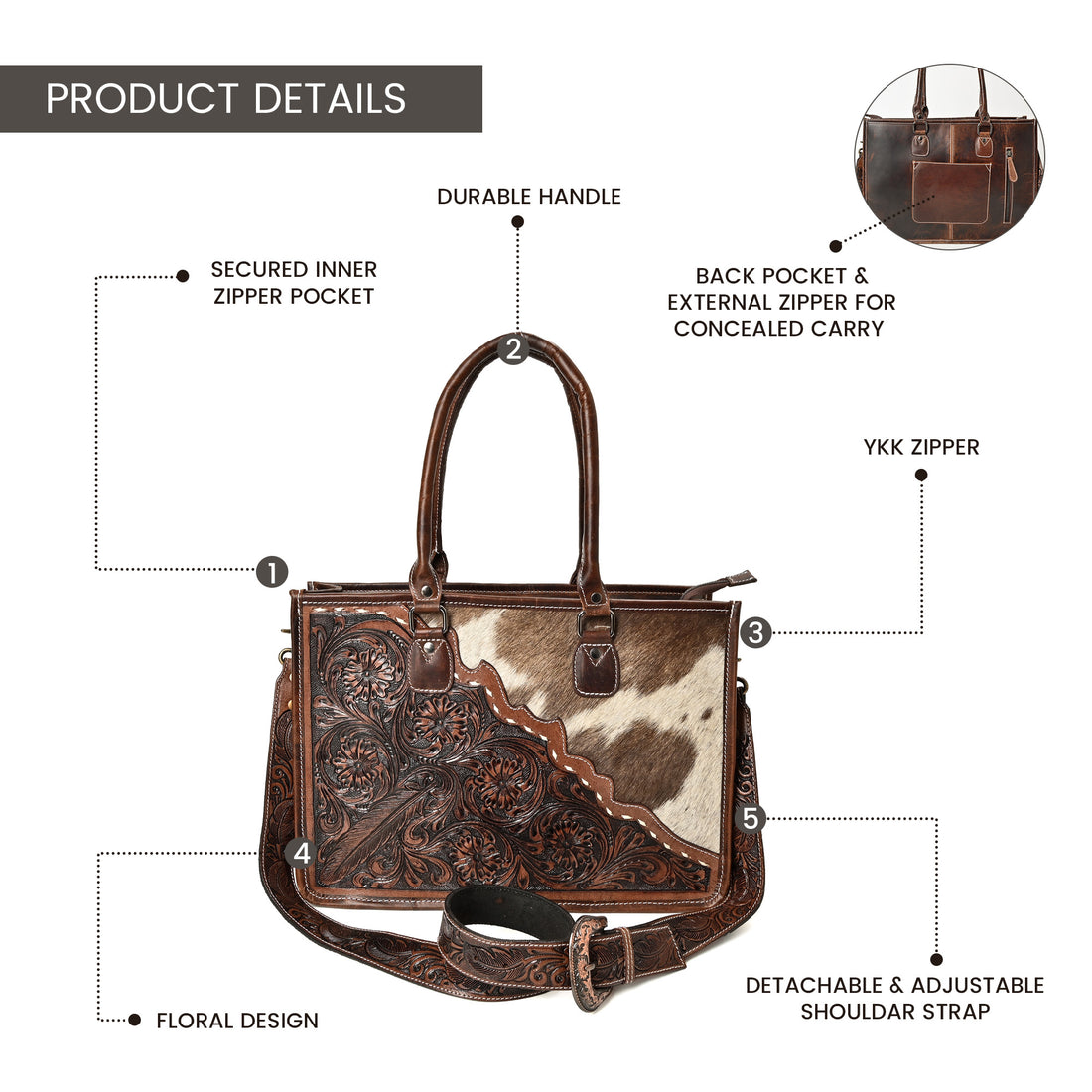 Western Bloom Cowhide Tote Bag – Western Leather Tote