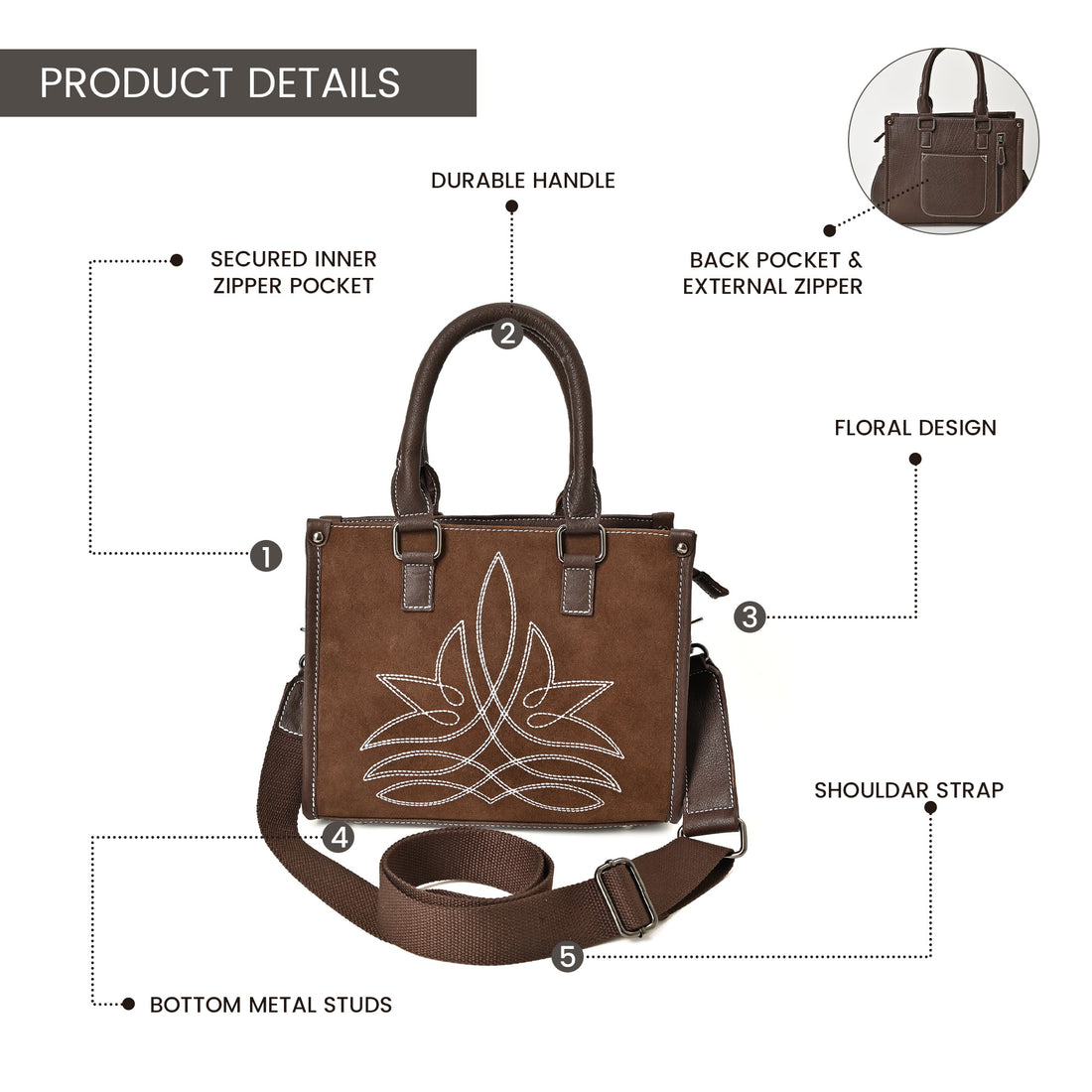 Canyon Bloom Handbag – Western Floral Leather Handbag