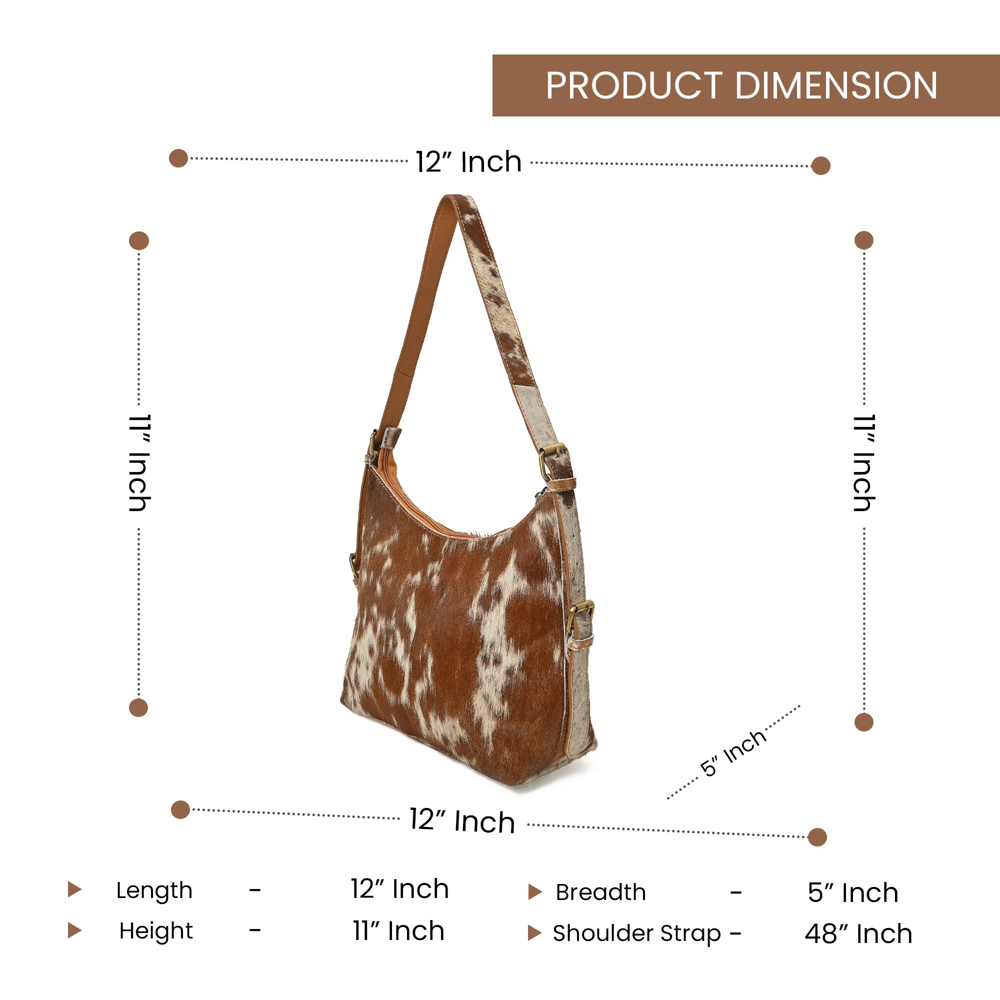 Cowhide Leather Hobo Bag – Hair-On Leather Shoulder Bag for Women