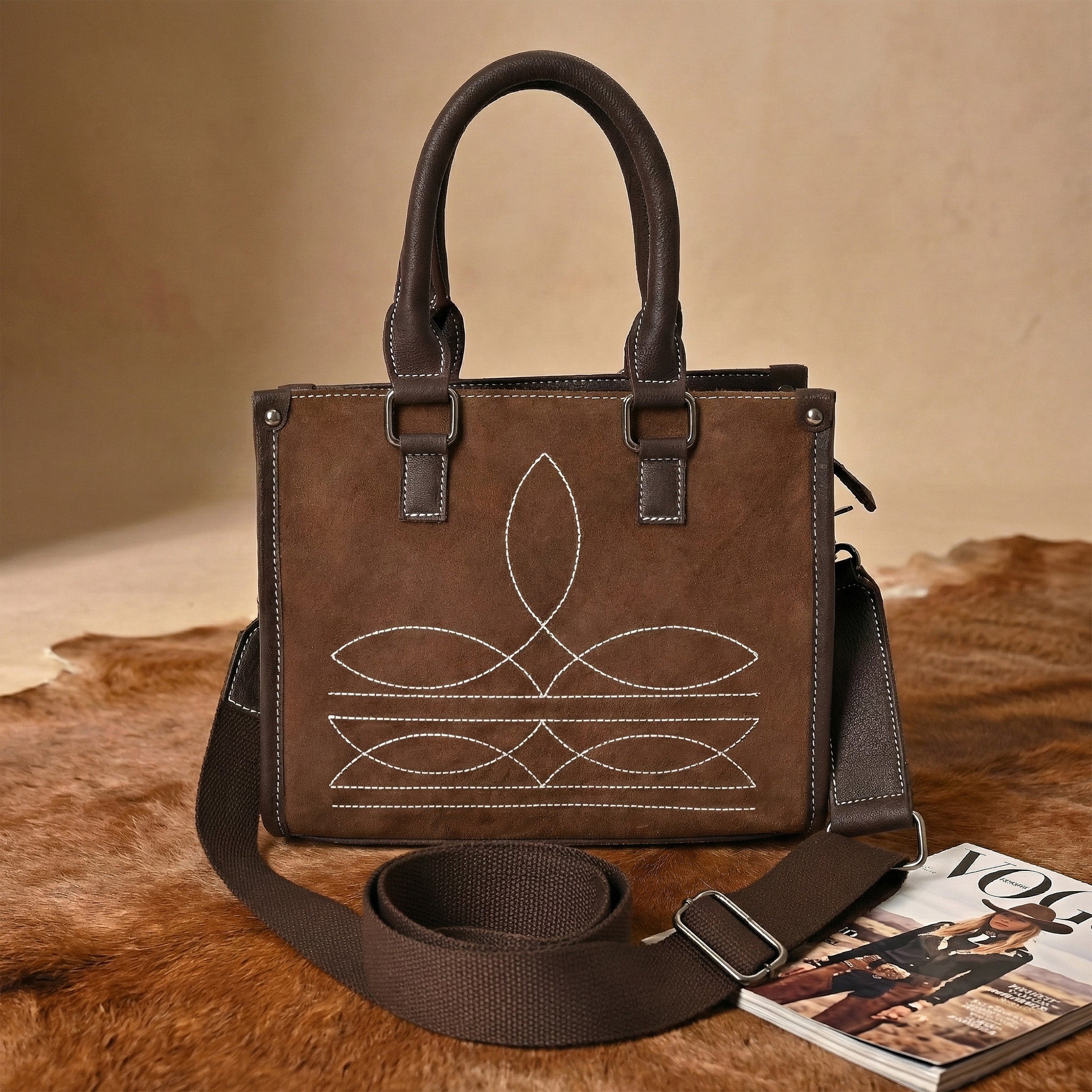 Cowgirl Bloom Tote – Western Floral Leather Tote