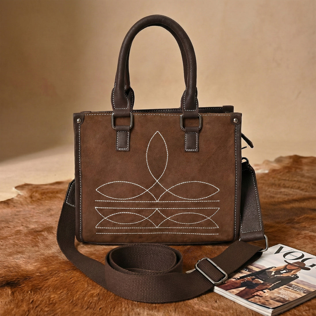 Cowgirl Bloom Tote – Western Floral Leather Tote