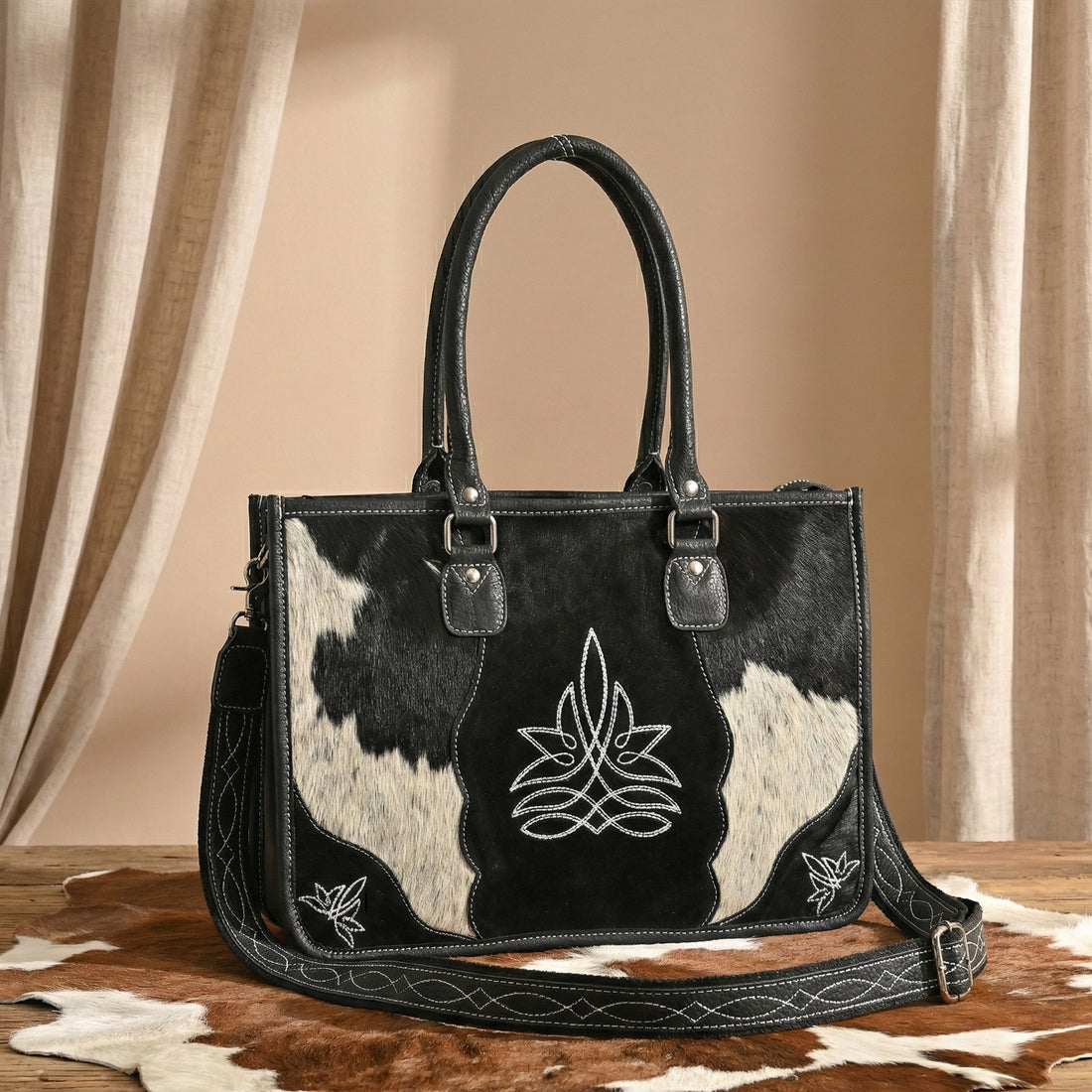 Wildflower Ranch Cowhide Tote – Western Cowhide Leather Tote