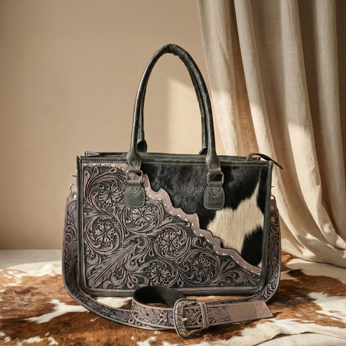 Western Bloom Cowhide Tote Bag – Western Leather Tote