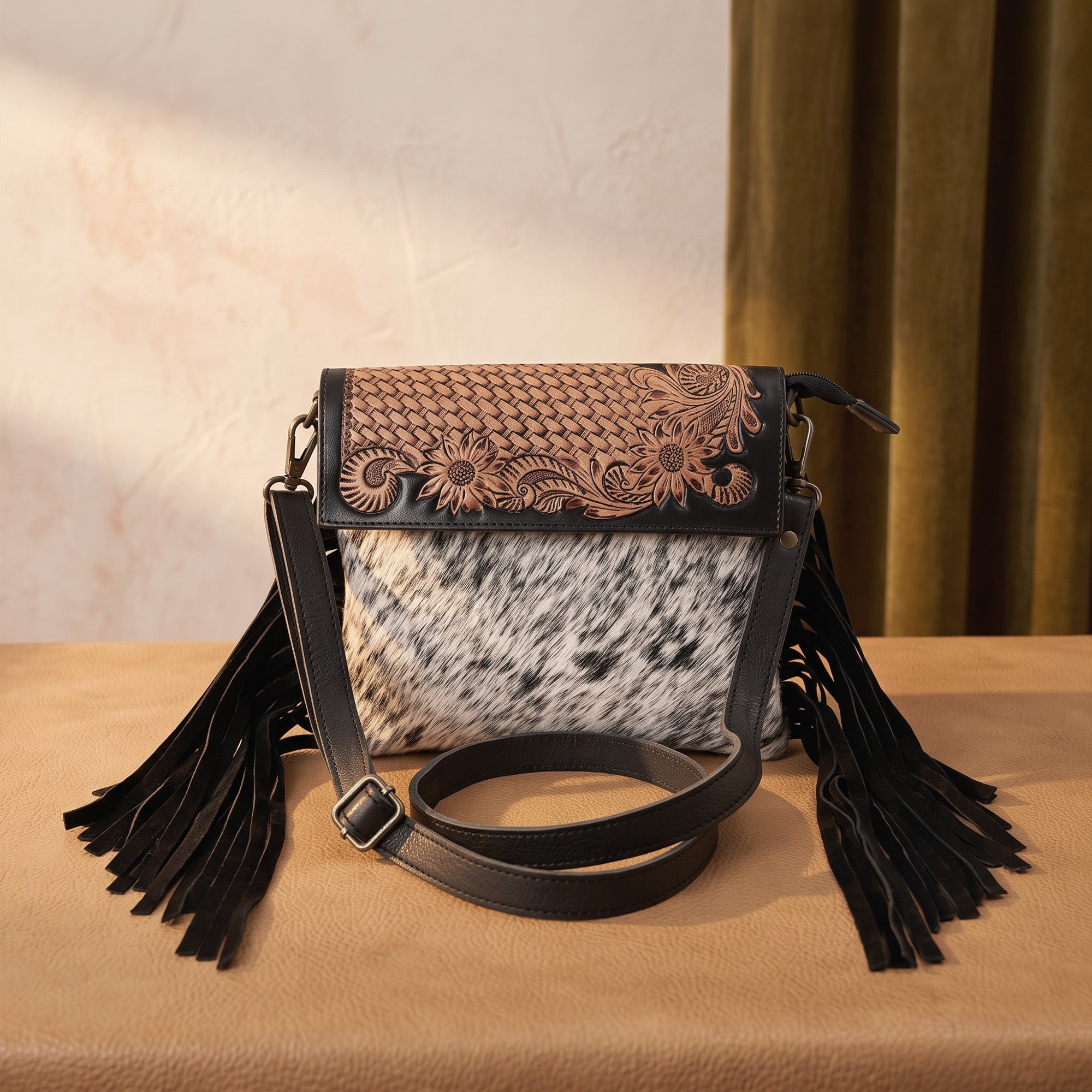 Flower Basket Small Crossbody Bag – Western Cowhide Leather Bag