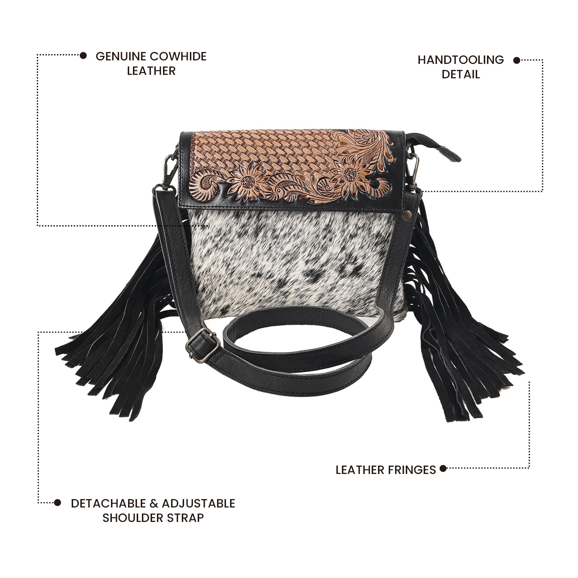 Flower Basket Small Crossbody Bag – Western Cowhide Leather Bag