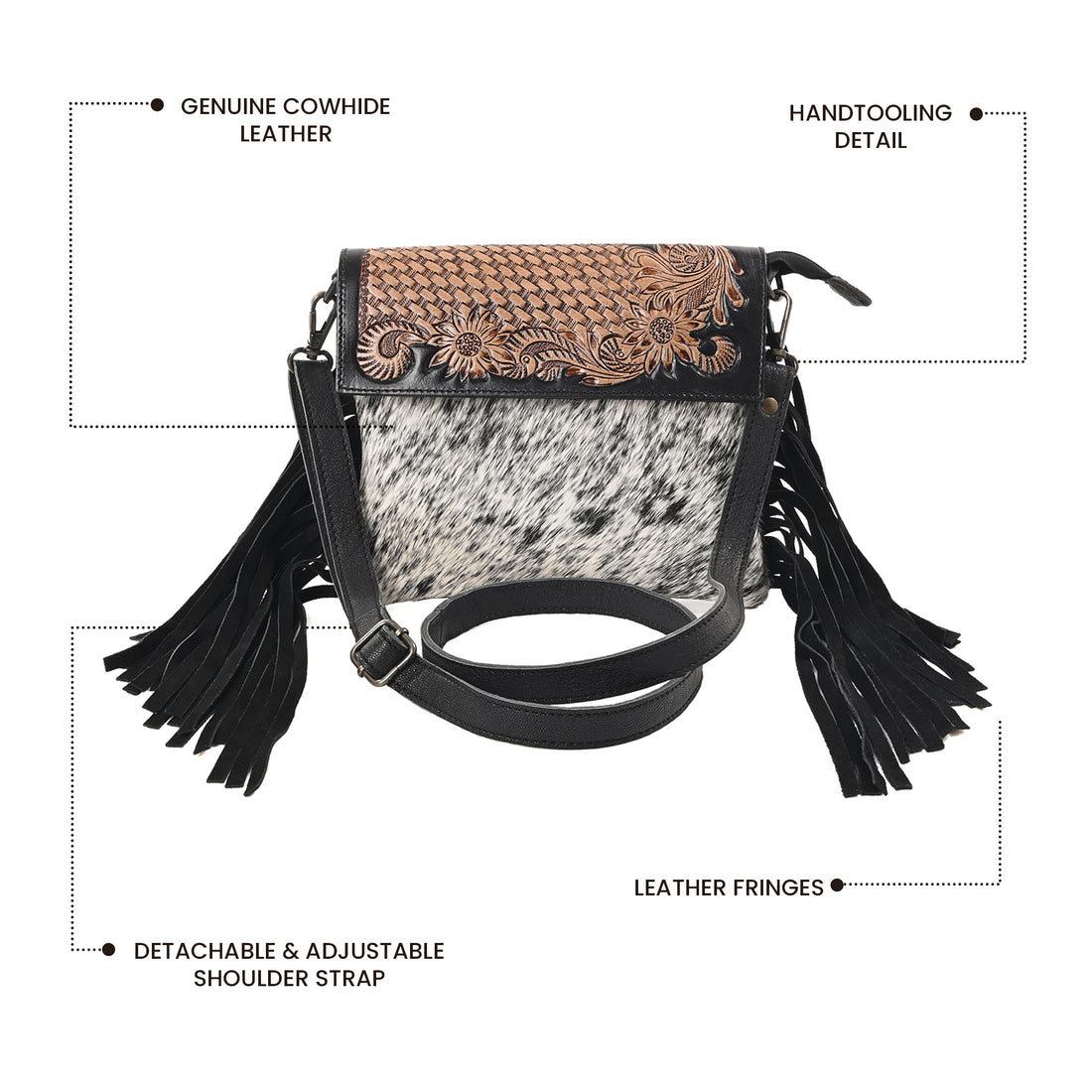 Flower Basket Small Crossbody Bag – Western Cowhide Leather Bag