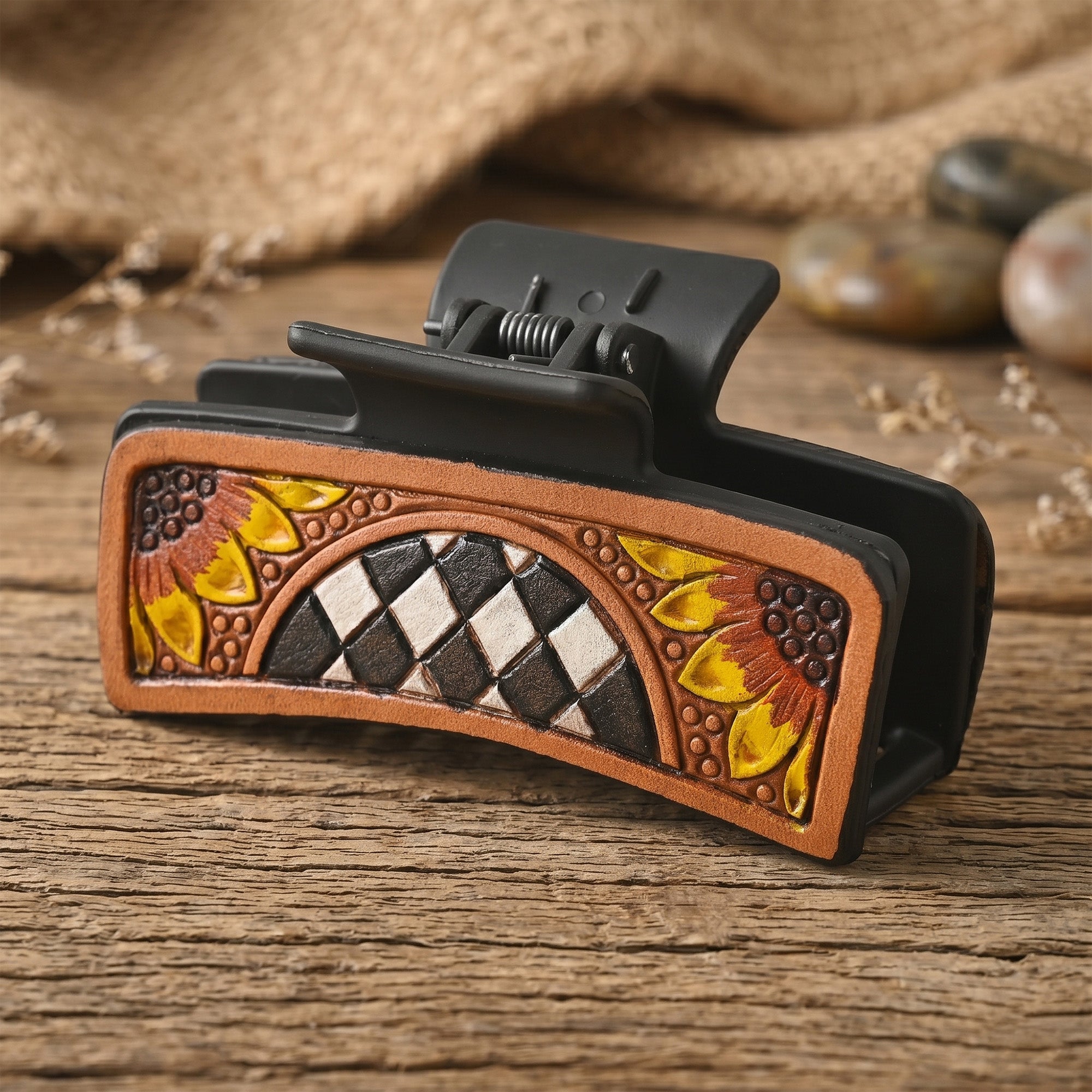 Rustic Sunflower Hair Claw Clip – Western Style Strong Hold Hair Accessory