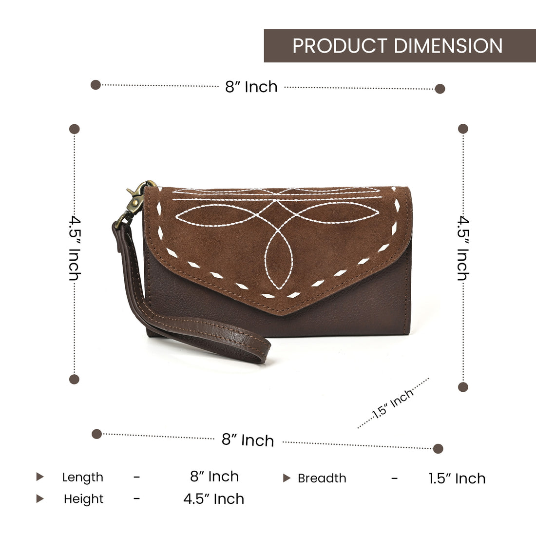 Cowgirl Boot Stitch Leather Wristlet Wallet – Western Style Clutch with Strap