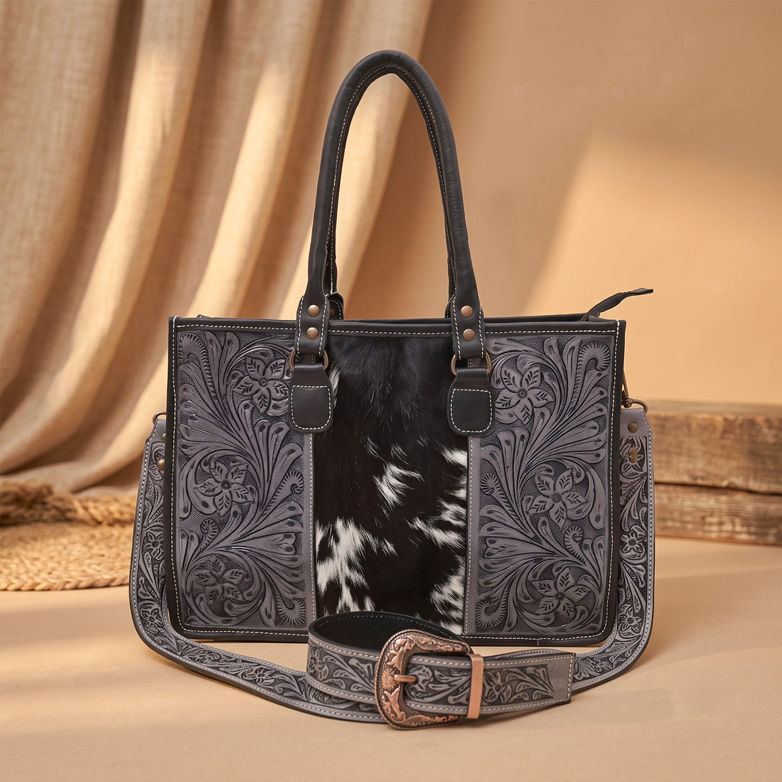 Dark Lagoon Tooled Shoulder Bag