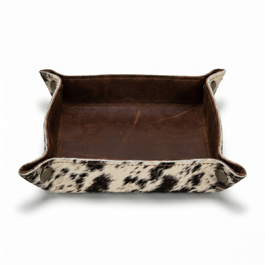 andcrafted Tooled Leather Catchall Tray – Turquoise Western Floral Organizer (6x6)