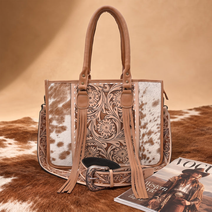 Handcrafted Cowhide Hairon Leather Tote Bag