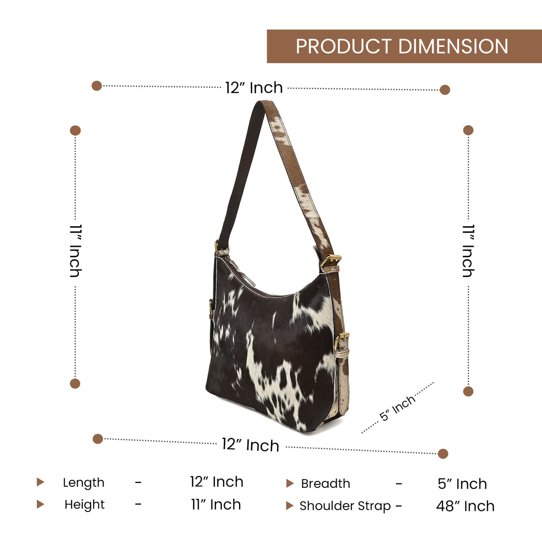 Cowhide Leather Hobo Bag – Hair-On Leather Shoulder Bag for Women