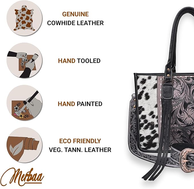 Handcrafted Cowhide Hairon Leather Tote Bag
