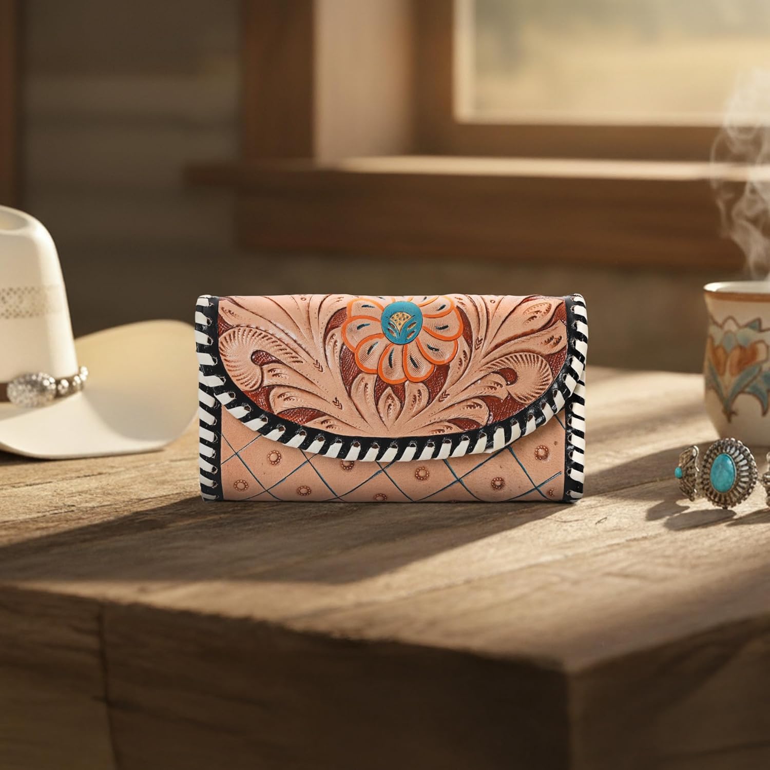 Brim Knitted Tooled Wallet