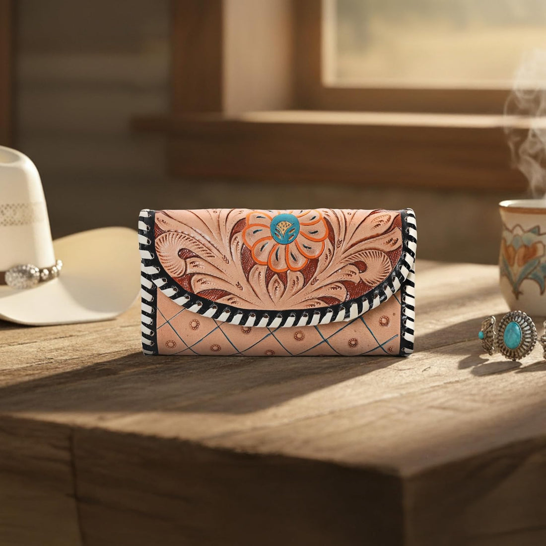 Brim Knitted Tooled Wallet