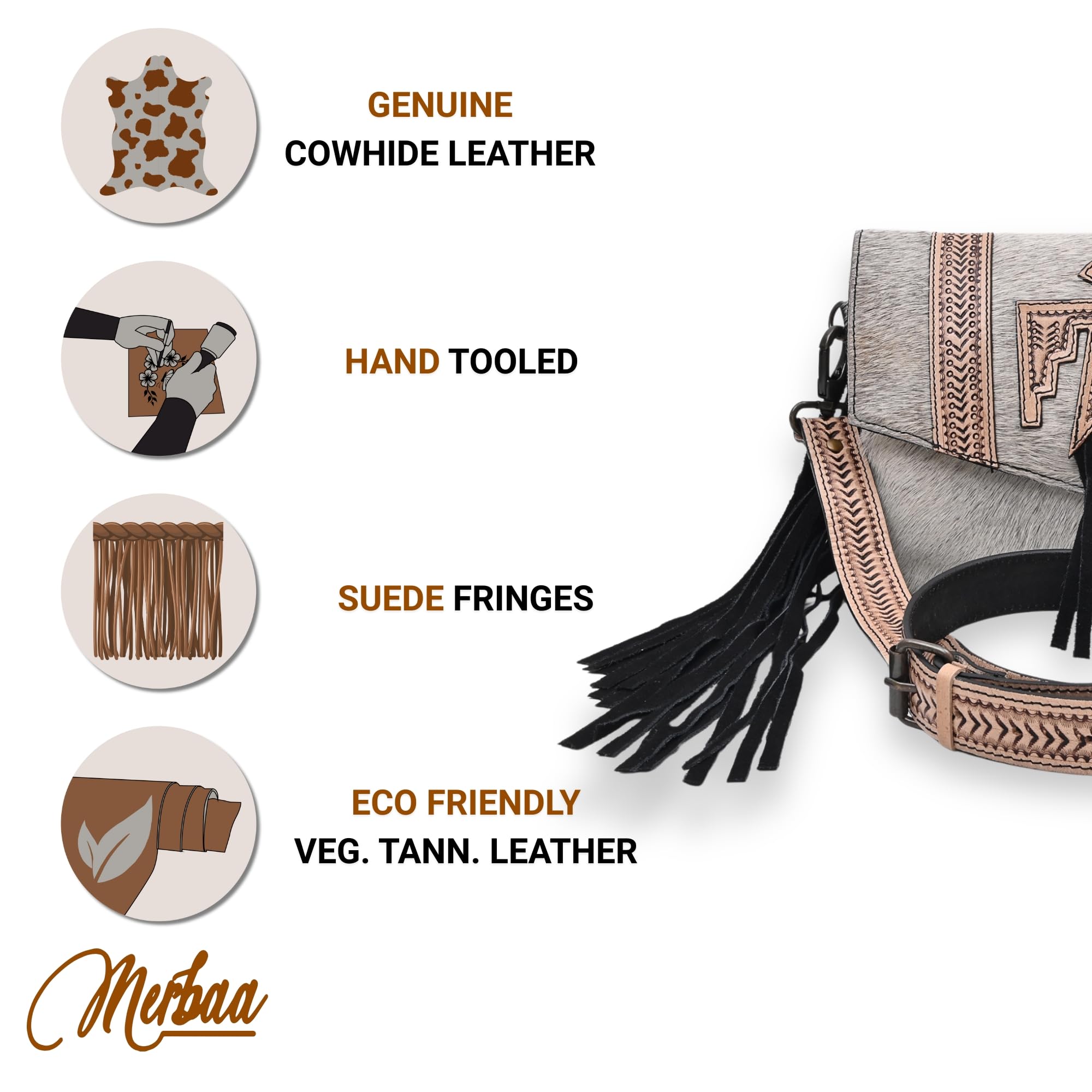 Flying Eagle Gray Hand Tooled Bag