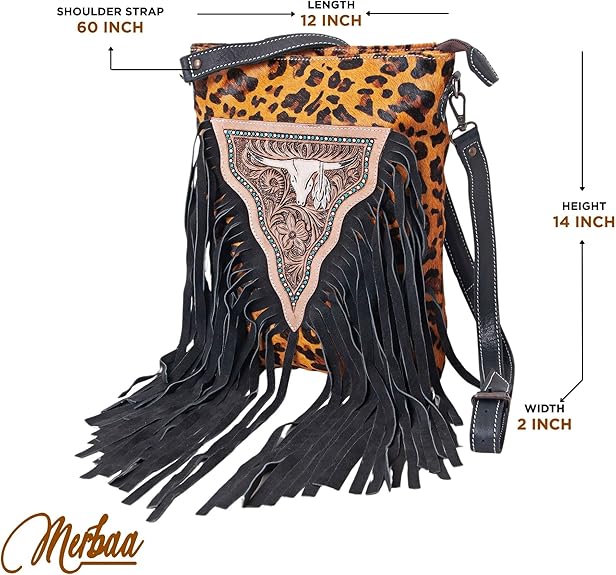 Sky Aztec Crossbody Bag – Cowhide & Tooled Leather