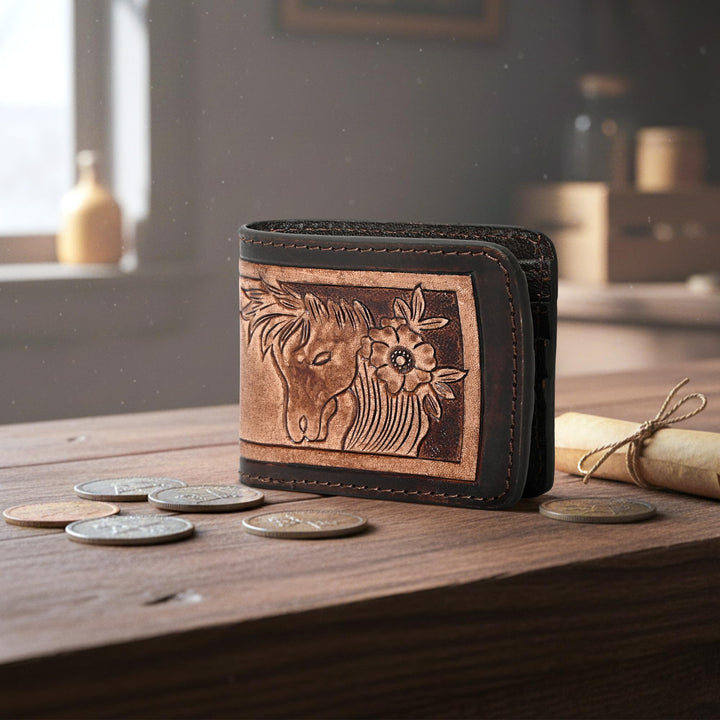 Smokey Horse Handtooled Hipster Wallet